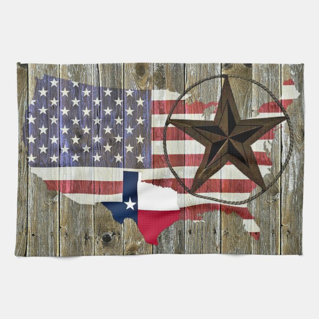 Texas Lone Star State Flag Map Tea Towel (Horizontal)
