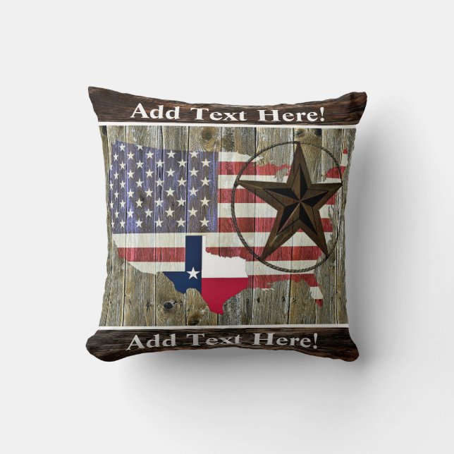 Texas Lone Star State Flag Map Throw Pillow (Front)
