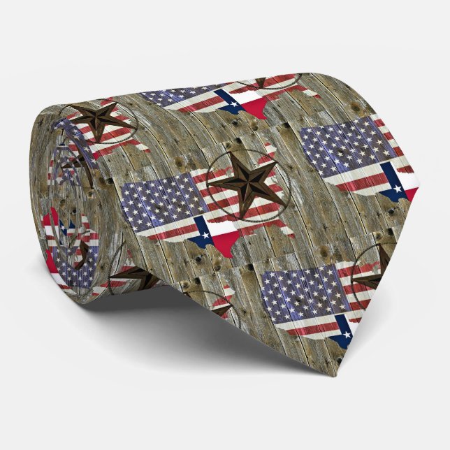 Texas Lone Star State Flag Map Tie (Rolled)