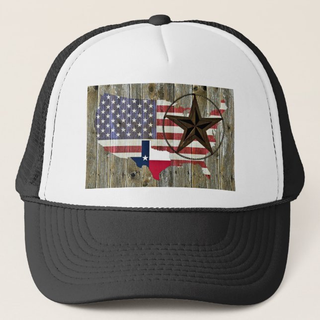 Texas Lone Star State Flag Map Trucker Hat (Front)
