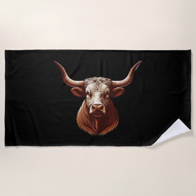 Texas Longhorn Beach Towel (Front)