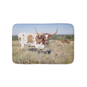 Texas Longhorn Breed (photo) Bath Mat