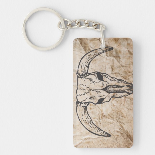 Texas Longhorn Bull Skull Key Ring (Front)