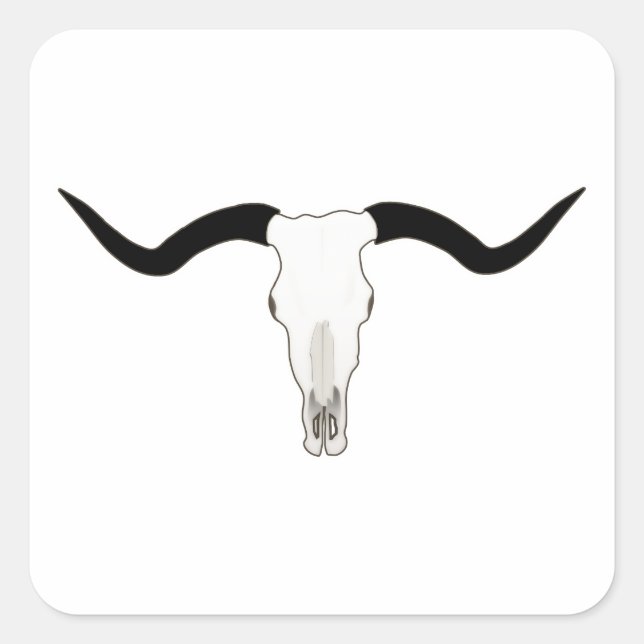 Texas Longhorn Cattle Skull - Horns Square Sticker (Front)