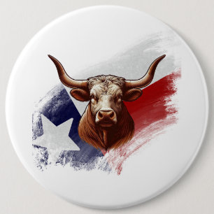 Texas longhorn cow 6 cm round badge
