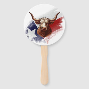 Texas longhorn cow hand fan