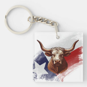 Texas longhorn cow key ring