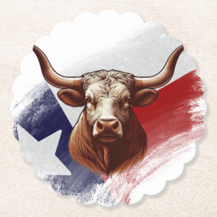 Texas longhorn cow paper coaster