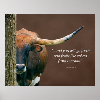 Texas Longhorn Cow Poster - Customisable Wording