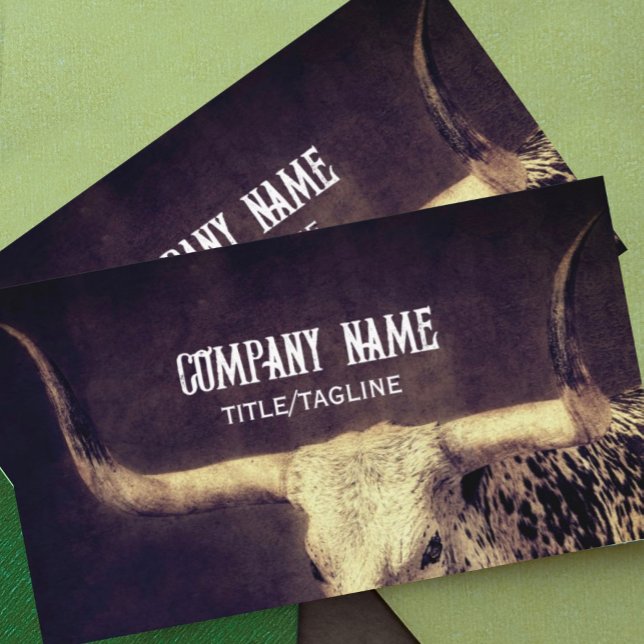 Texas longhorn cow rustic country custom brown  business card (Creator Uploaded)