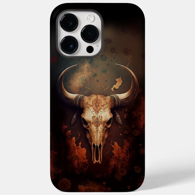 Texas Longhorn Cow Skull Rustic Case-Mate iPhone Case (Back)
