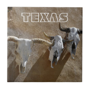 TEXAS-Longhorn Cow Skulls Tile