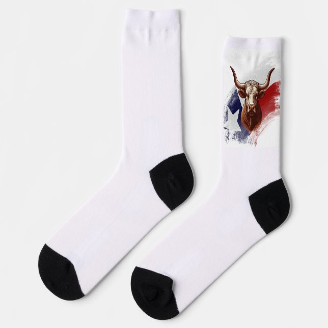 Texas longhorn cow socks (Left)