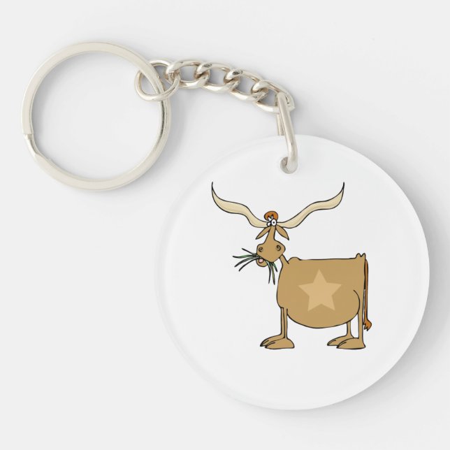 Texas Longhorn Cow with Star Key Ring (Front)
