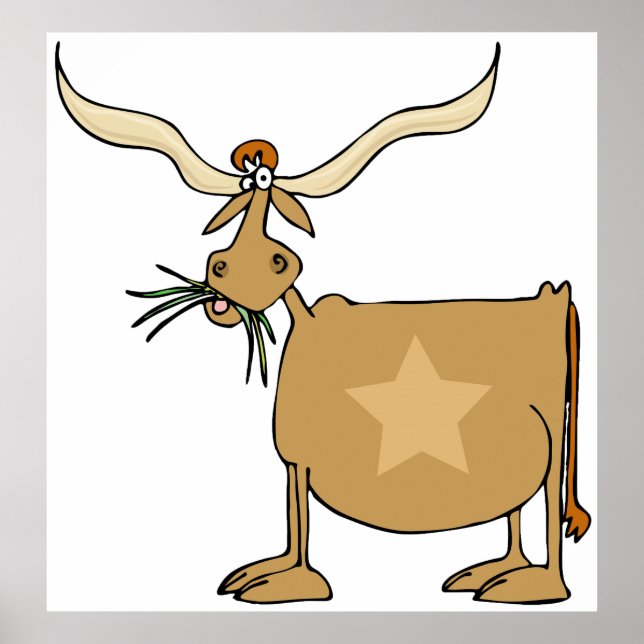 Texas Longhorn Cow with Star Poster (Front)
