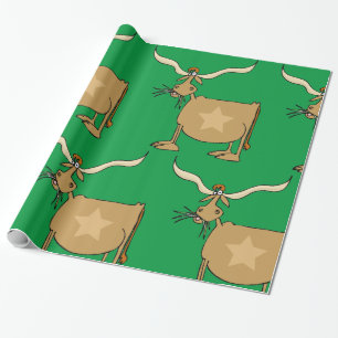 Texas Longhorn Cow with Star Wrapping Paper