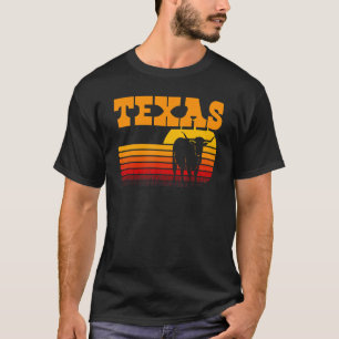 Texas Longhorn  for Men Vintage Retro Sunset Texas T-Shirt