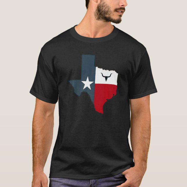Texas Longhorn Lone Star Texas Flag T-Shirt (Front)