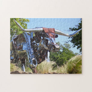 Texas Longhorn Sculpture . Jigsaw Puzzle