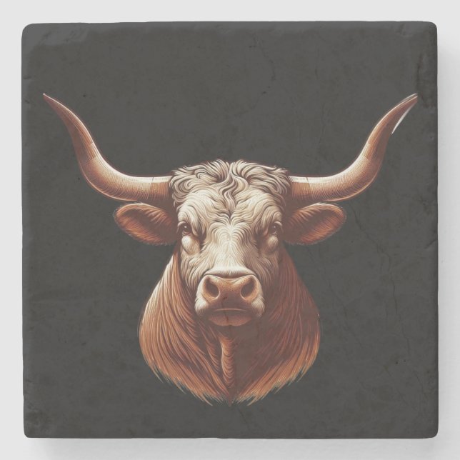 Texas Longhorn Stone Coaster (Front)