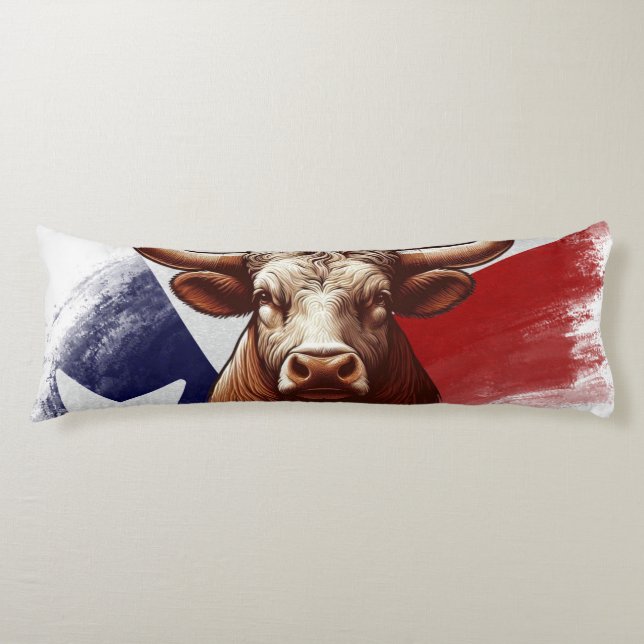 Texas longhorn & Texas flag Body Cushion (Front)
