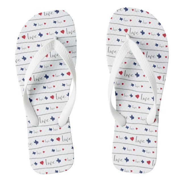 Texas Love and Hearts Pattern Thongs (Footbed)