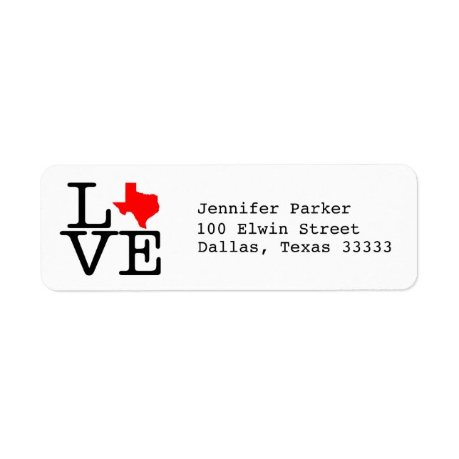 Texas Love Return Address Label (Front)