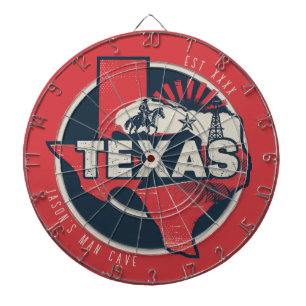 Texas Man Cave Custom Name Est Date Dartboard