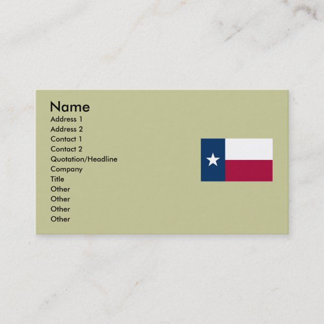 Texas Map and State Flag Business Card (Front)
