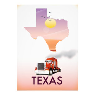 Texas Map Big Rig Photo Print