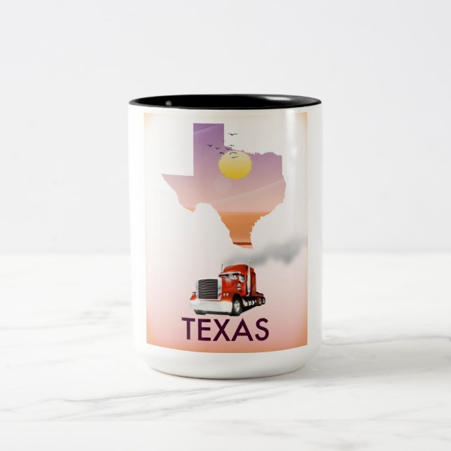 Texas Map Big Rig Two-Tone Coffee Mug (Center)
