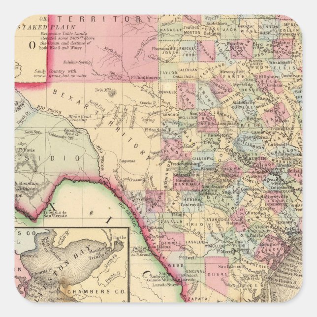 Texas Map by Mitchell Square Sticker (Front)
