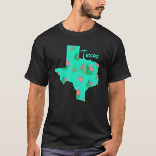 Texas Map Floral Cactus Pretty Texas State Outfit T-Shirt