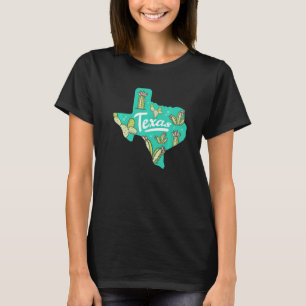 Texas Map Floral Cactus Pretty Texas State Outfit T-Shirt