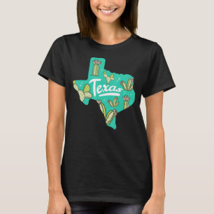 Texas Map Floral Cactus Pretty Texas State Outfit T-Shirt
