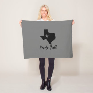 Texas Map Lone Star State Howdy Y'all Fleece Blanket
