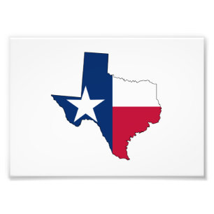 Texas Map Outline and Flag Photo Print