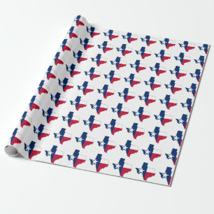 Texas Map Outline and Flag Wrapping Paper