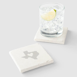 Texas Map Shape with Heart Texan Lone Star Love Stone Coaster