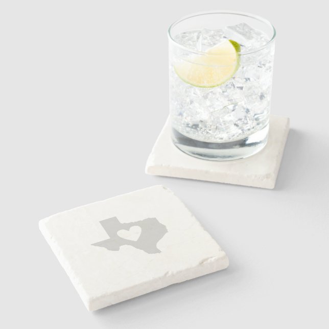 Texas Map Shape with Heart Texan Lone Star Love Stone Coaster (Side)