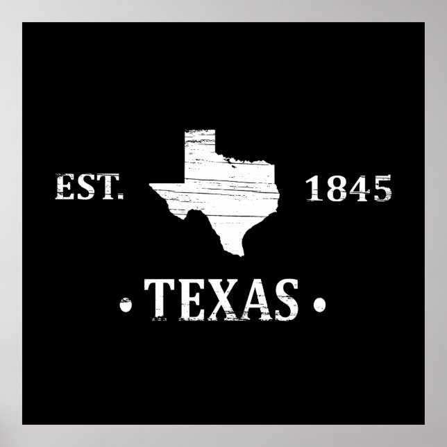 Texas map white the lone star state poster (Front)