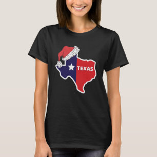 Texas Map With Santa Hat Xmas Christmas Men Women T-Shirt
