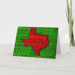 Texas Map Word Art Christmas Card Holiday Card
