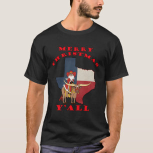 Texas Merry Y'All Santa On Bull Design For Christm T-Shirt