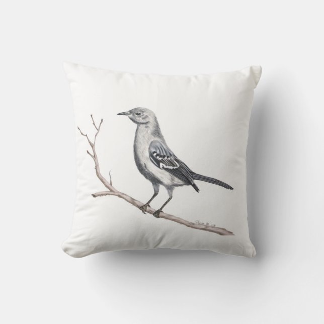 Texas Mockingbird Throw Pillow (Front)