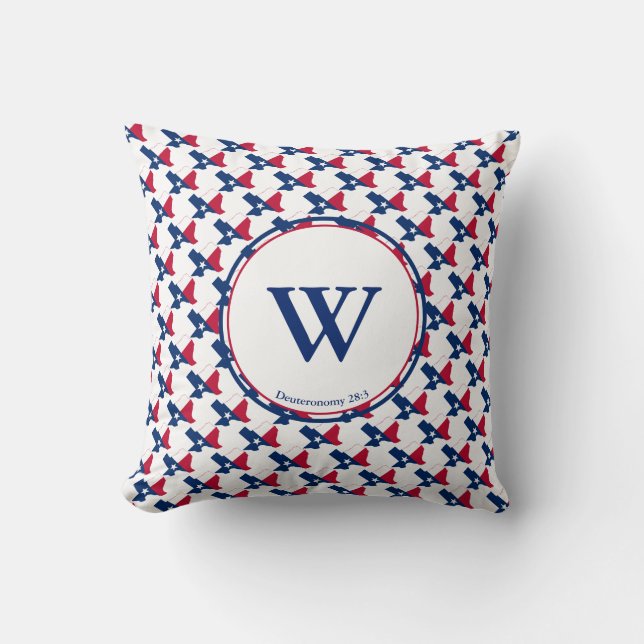 TEXAS Monogram Christian Blessed City Field Cushion (Front)