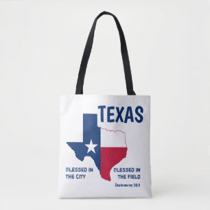 TEXAS Monogram Christian Scripture Blessed Tote Bag