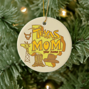 Texas Mum Ceramic Ornament