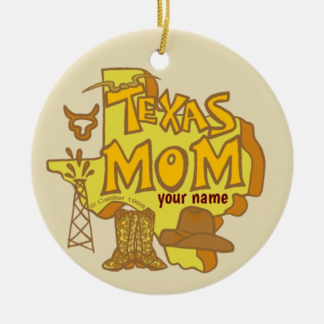 Texas Mum  Ceramic Ornament (Front)
