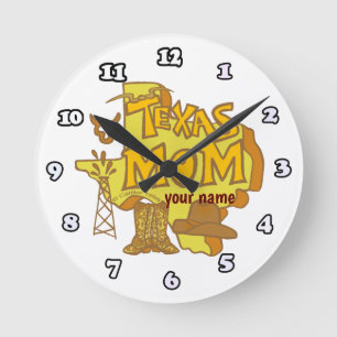 Texas Mum Round Clock